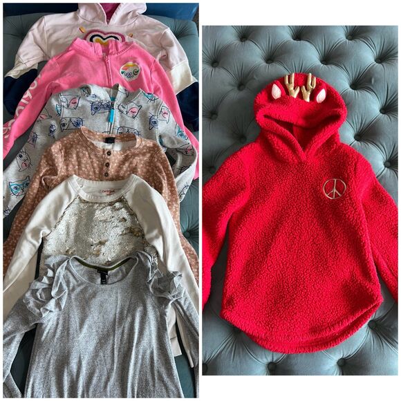 Bundle x 7pcs Girl Sweaters Long Sleeve Shirts Top Size 7/8 Medium - Picture 1 of 11